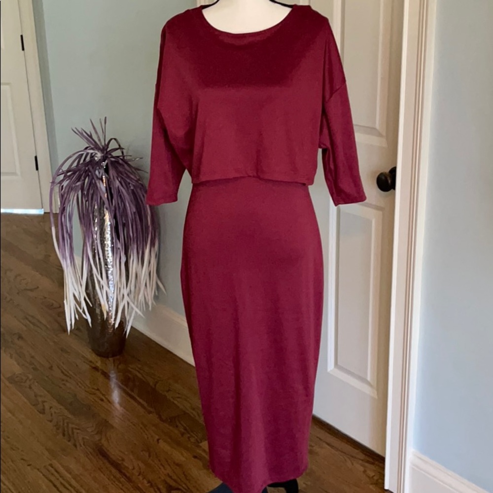 Burgundy midi dress